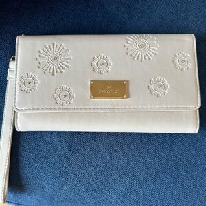 Swarovski Cream Floral Embossed Clutch